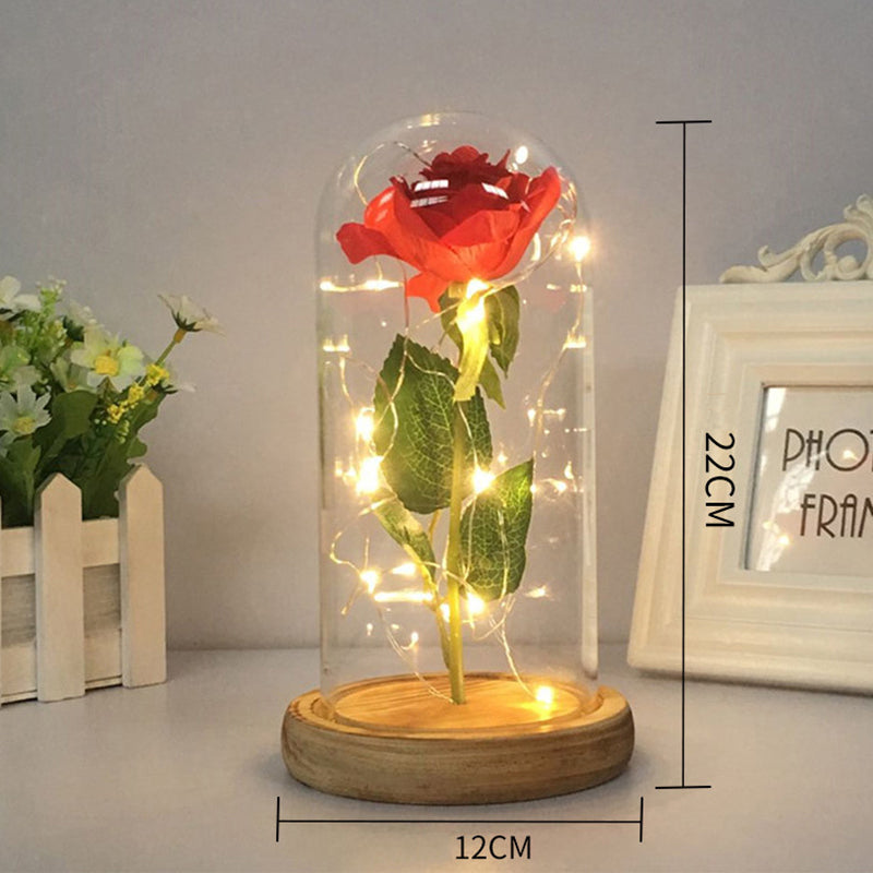 glass cover rose with led