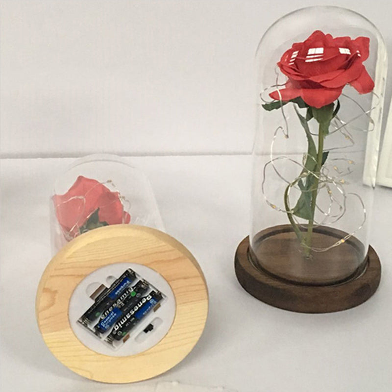 glass cover rose with led