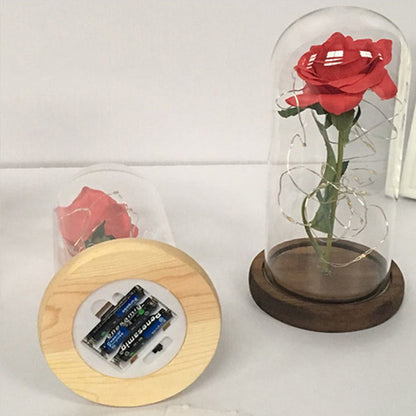 glass cover rose with led