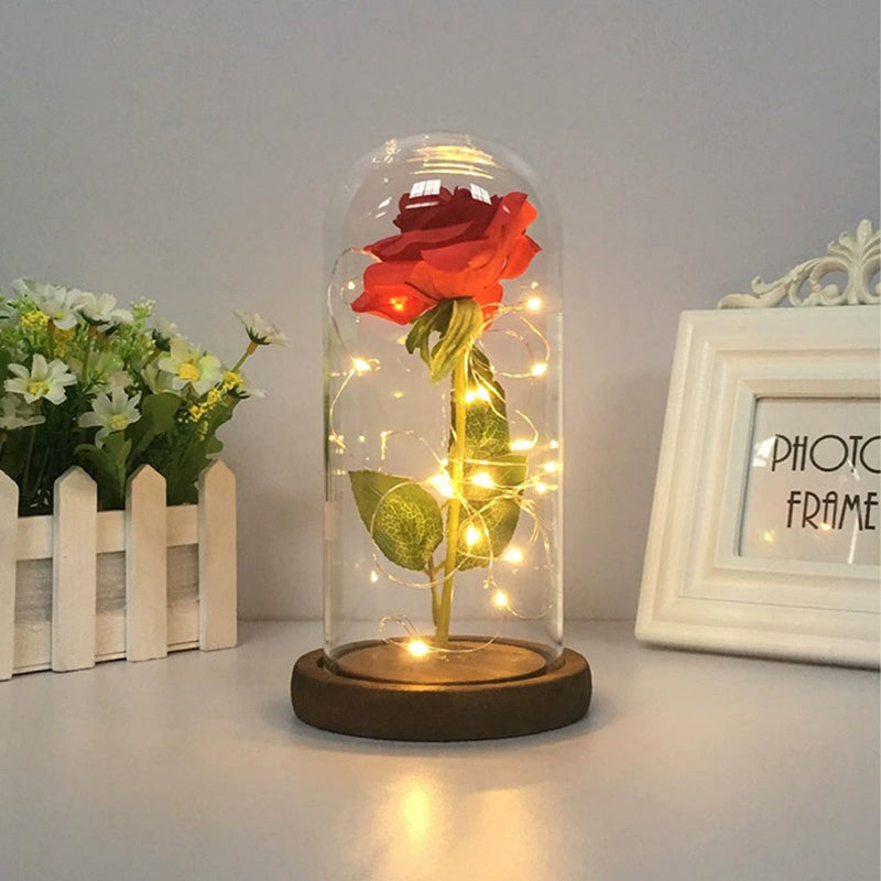 glass cover rose with led