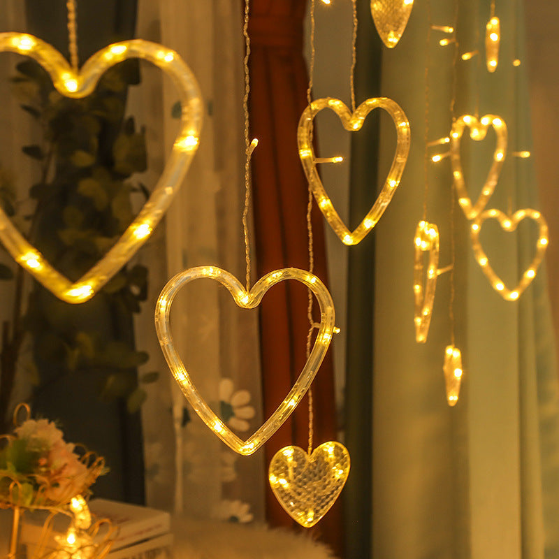 heart shaped curtain lights