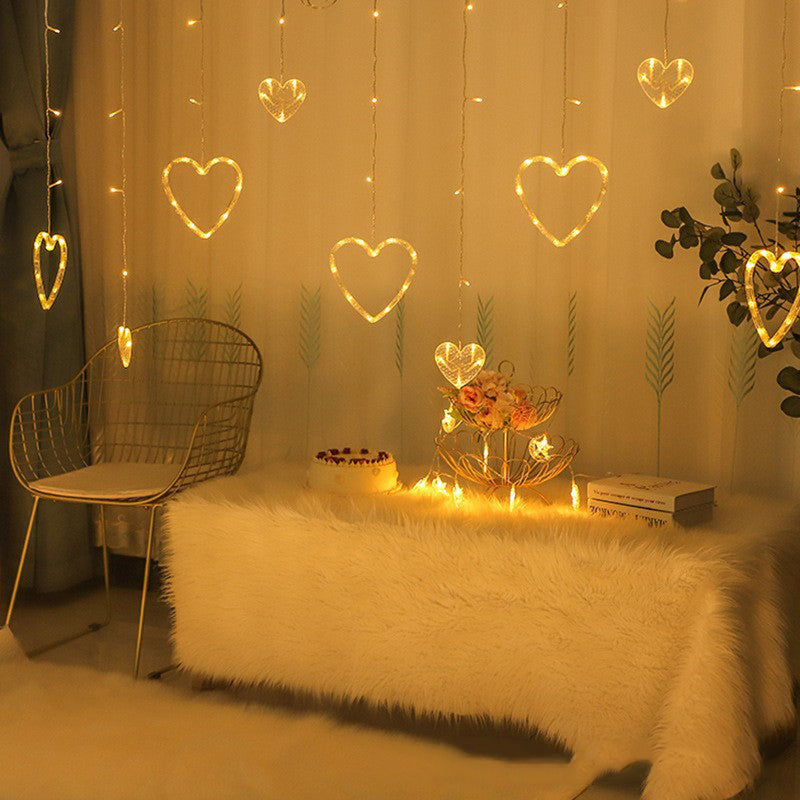 heart shaped curtain lights