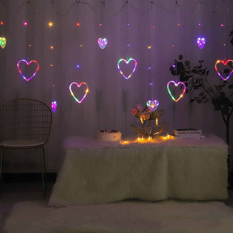 heart shaped curtain lights