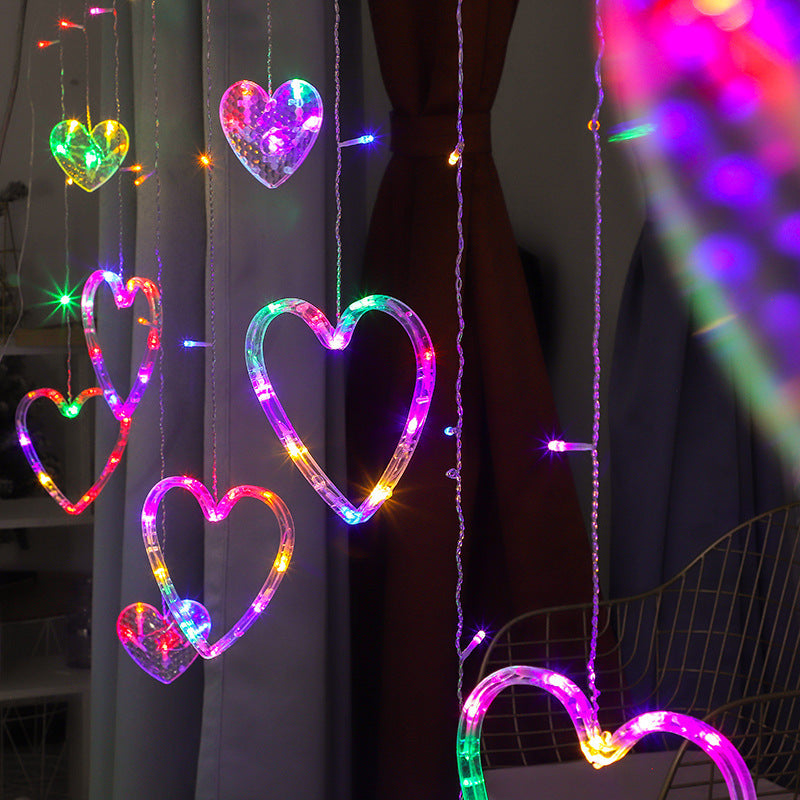 heart shaped curtain lights